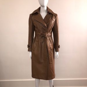FAUX LEATHER DOUBLE BREASTED TRENCH COAT